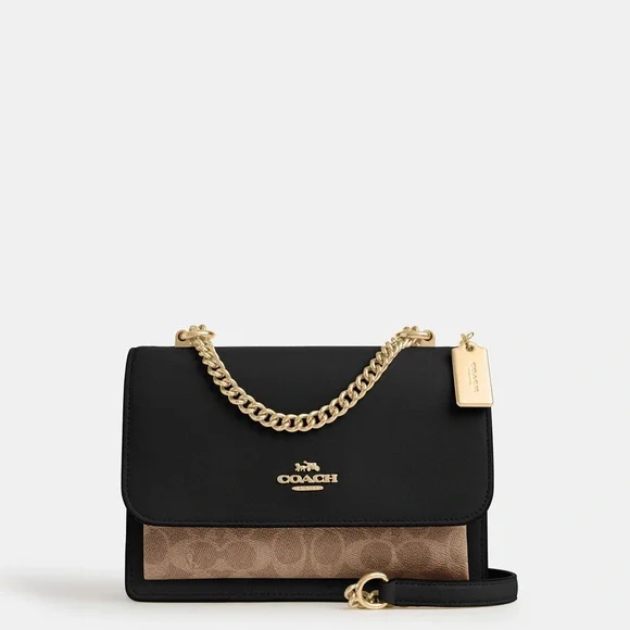 Coach Klare Crossbody Bag in Signature Canvas and Black Leather Purse CV978 - Picture 1 of 16